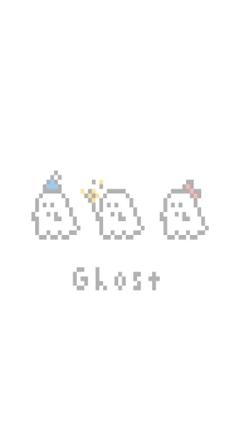 [LINE着せ替え] ドット絵おばけ。白とグレーの画像1