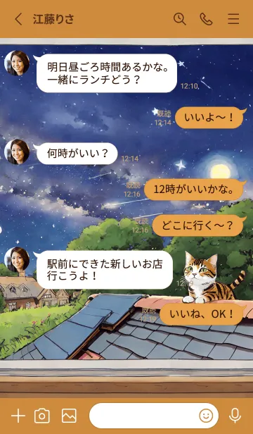 [LINE着せ替え] Orange Cat : On the Roof *の画像3