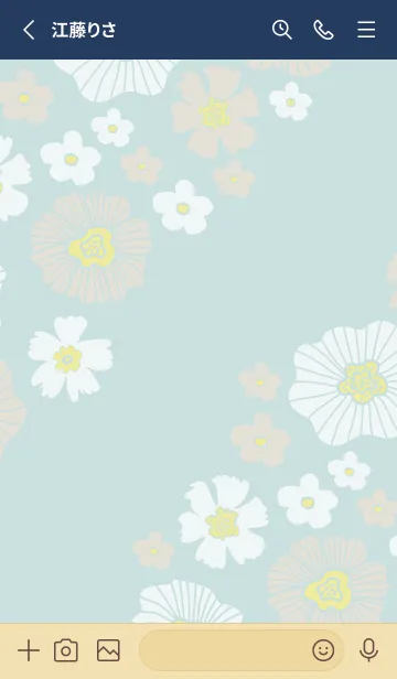 [LINE着せ替え] 白とベージュのお花 斜め20の画像2