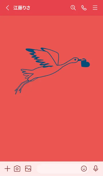 [LINE着せ替え] 鳥とハート ポピーレッドの画像2