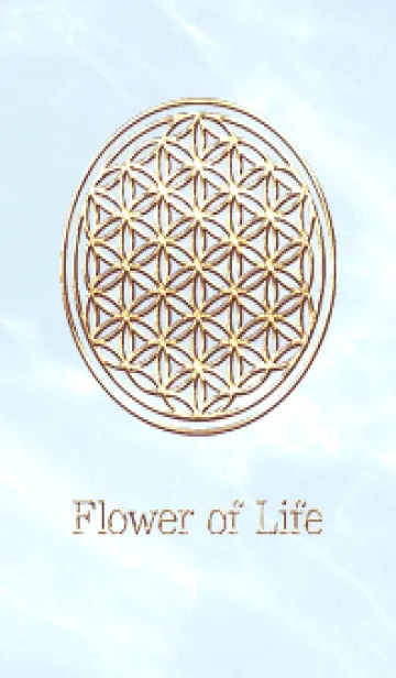 [LINE着せ替え] Flower of Life - Gold (L) - スカイブルーの画像1