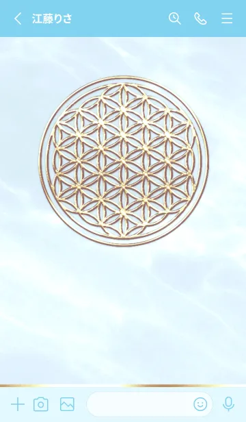 [LINE着せ替え] Flower of Life - Gold (L) - スカイブルーの画像2