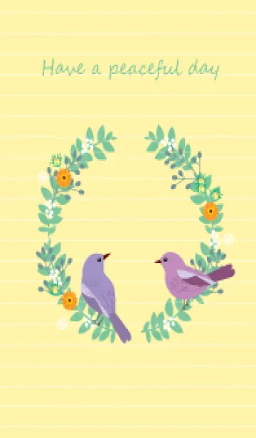 [LINE着せ替え] 花と小鳥＊優しい黄色の着せ替えの画像1
