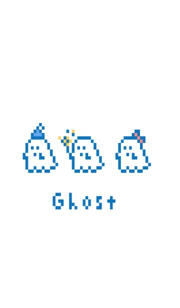 [LINE着せ替え] ドット絵おばけ。ブルーホワイトの画像1