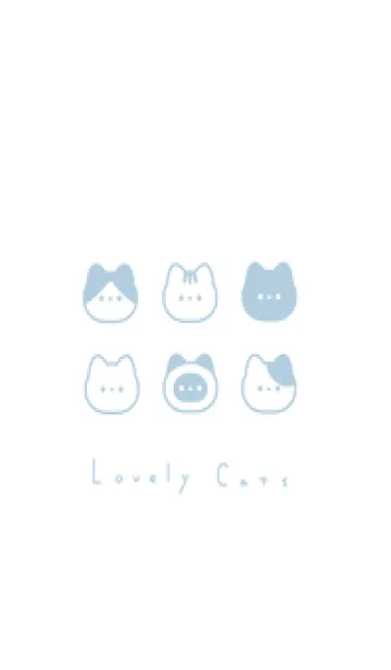 [LINE着せ替え] ゆるいねこ / 白と水色の画像1