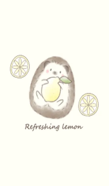[LINE着せ替え] ハリネズミとレモン -ベージュ-の画像1