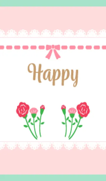 [LINE着せ替え] リボン レース カーネーション 青緑の画像1