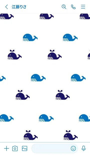 [LINE着せ替え] かわいいクジラ 白と青の画像2