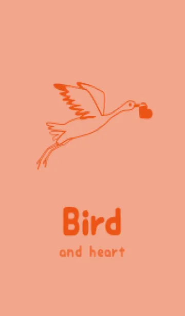 [LINE着せ替え] 鳥とハート サーモンピンクの画像1