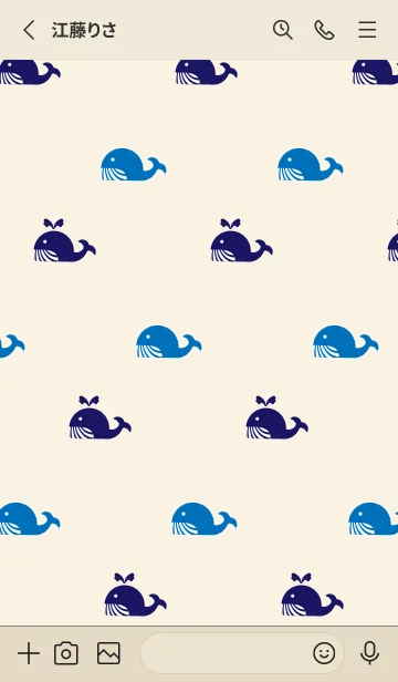 [LINE着せ替え] かわいいクジラ 赤とベージュの画像2