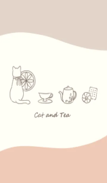 [LINE着せ替え] 猫と紅茶 -オレンジ- ウェーブの画像1