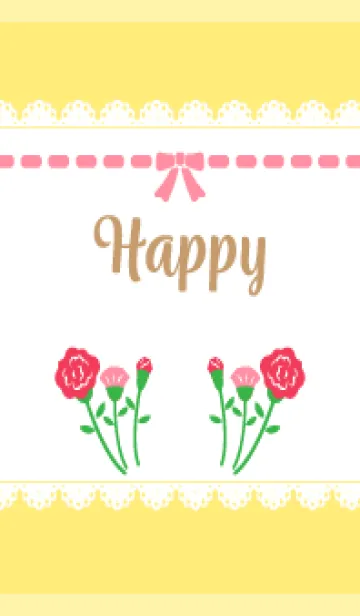 [LINE着せ替え] リボン レース カーネーション 薄い黄色の画像1