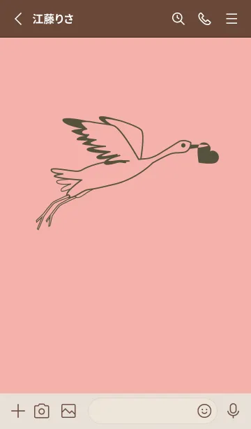 [LINE着せ替え] 鳥とハート 珊瑚色の画像2