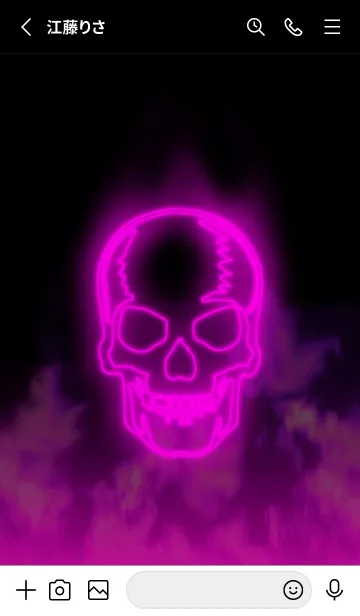 [LINE着せ替え] スカルネオン Skull neon Pink 蝶3の画像2