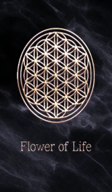 [LINE着せ替え] Flower of Life -  Gold (L) - ブラック 02の画像1