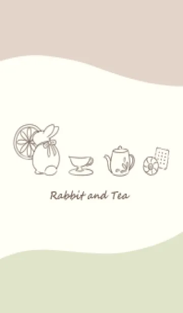 [LINE着せ替え] 兎と紅茶 -グリーン- ウェーブの画像1
