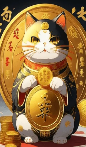 [LINE着せ替え] 招き猫と金の画像1