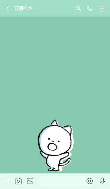 [LINE着せ替え] ミントグリーン : まるねこ2の画像2