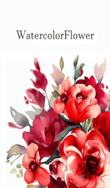 [LINE着せ替え] Watercolor Red Flower-hisatoto-20の画像1