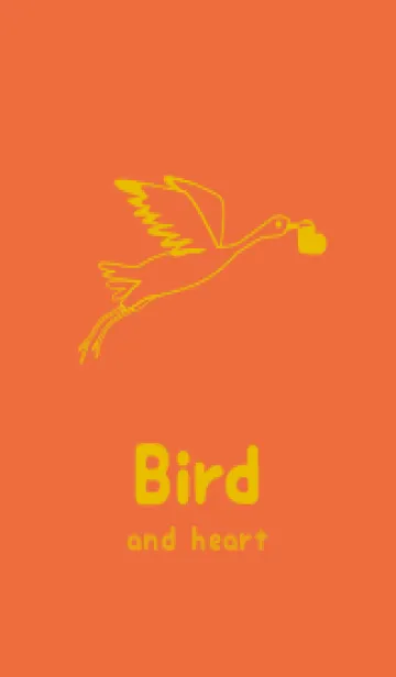 鳥とハート 柿色のLINE着せ替え