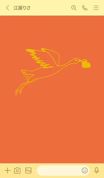 [LINE着せ替え] 鳥とハート 柿色の画像2