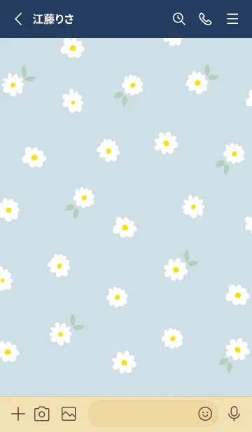 [LINE着せ替え] 白い花がたくさん ブルー2の画像2