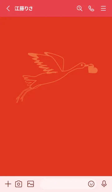 [LINE着せ替え] 鳥とハート スカーレッドの画像2