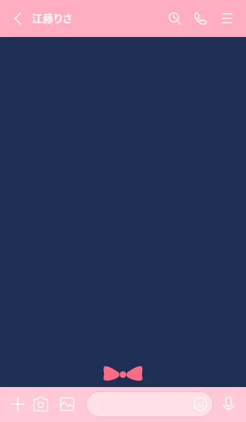 [LINE着せ替え] BORDER & PINKRIBBON -Navy 13-の画像2