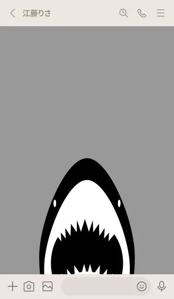 [LINE着せ替え] モノクロのサメ ベージュと灰色の画像2