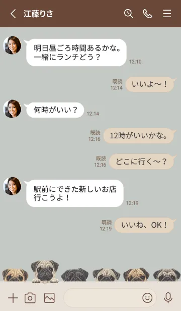 [LINE着せ替え] DOGS - パグ - スカイグレーの画像3