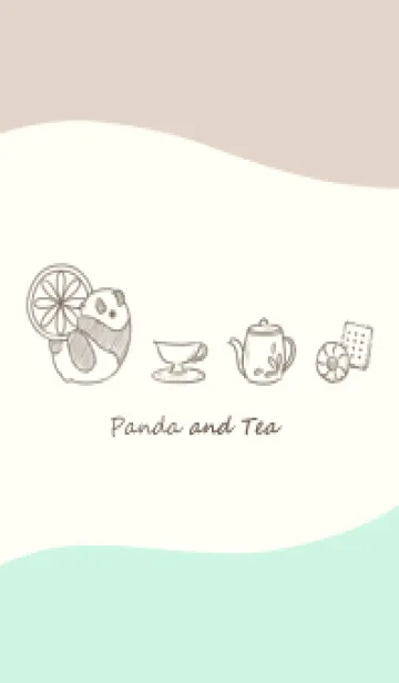[LINE着せ替え] パンダと紅茶 -ミント- ウェーブの画像1