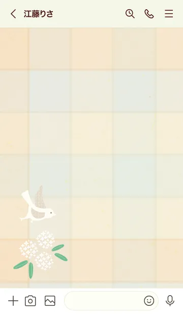 [LINE着せ替え] チェック柄 鳥と花13の画像2