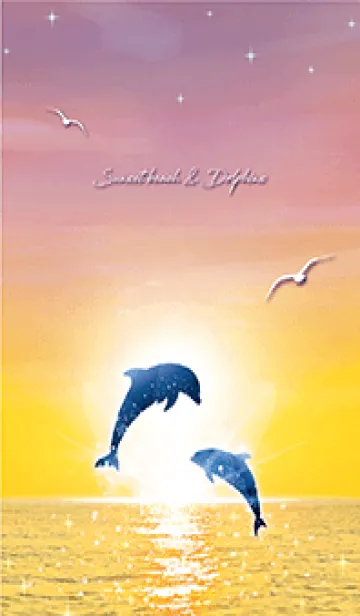 [LINE着せ替え] 運気好転✨サンセットビーチとイルカの画像1