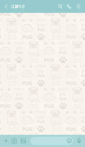 [LINE着せ替え] PUG / ミントグリーンの画像2