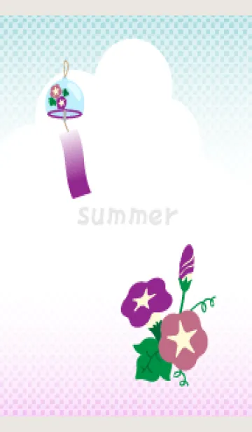 [LINE着せ替え] 朝顔と風鈴 ベージュと灰色の画像1