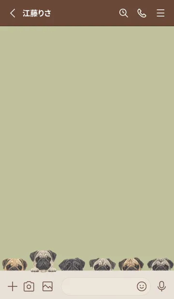 [LINE着せ替え] DOGS - パグ - リーフグリーンの画像2