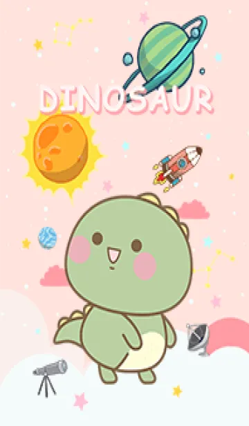 [LINE着せ替え] misty cat-Dinosaur galaxy pink3の画像1