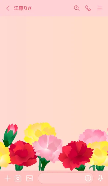 [LINE着せ替え] カラフルなカーネーション 薄いピンクの画像2