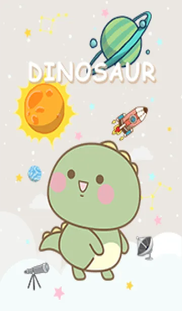 [LINE着せ替え] misty cat-Dinosaur galaxy Beigeの画像1