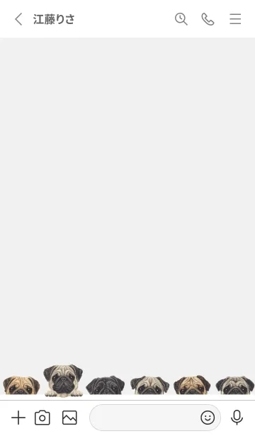 [LINE着せ替え] DOGS - パグ - ホワイト/グレーの画像2