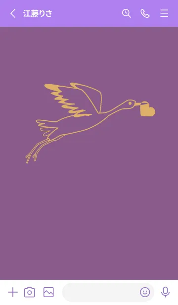 [LINE着せ替え] 鳥とハート 古代紫の画像2