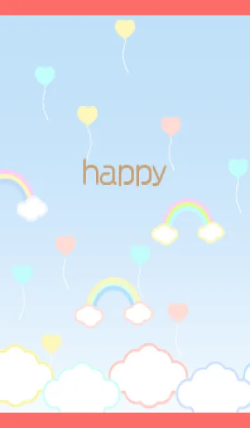 [LINE着せ替え] rainbow and heart balloon on redの画像1