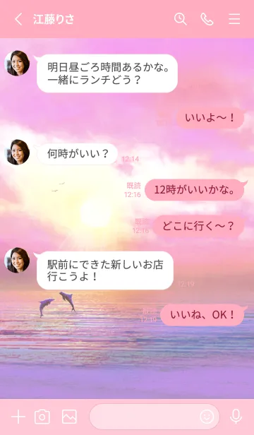 [LINE着せ替え] 願いが叶う✨幻想的なサンセットとイルカ2の画像3