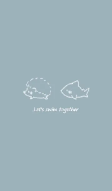 [LINE着せ替え] ハリネズミとサメ -ブルー- swimの画像1