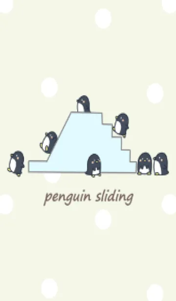 [LINE着せ替え] ペンギンすべりだい -グリーン- ドット 2の画像1