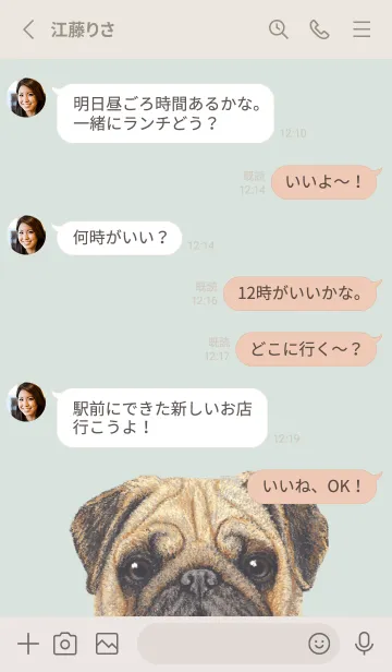 [LINE着せ替え] ICON DOG - パグ - PASTEL GR/01の画像3