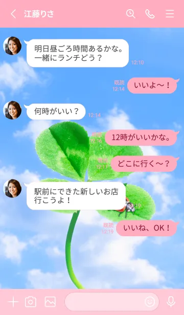 [LINE着せ替え] 四つ葉のクローバーとテントウムシ #8-14の画像3