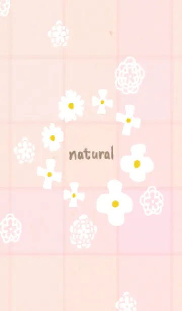 [LINE着せ替え] 白い花 チェック柄13の画像1