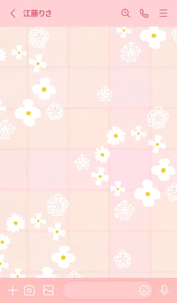 [LINE着せ替え] 白い花 チェック柄13の画像2