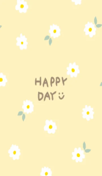 [LINE着せ替え] 白い花がたくさん イエロー5の画像1